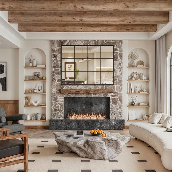 Bimno 30 x 40 Inch Farmhouse Window Pane Mirror - Picture 3 of 7